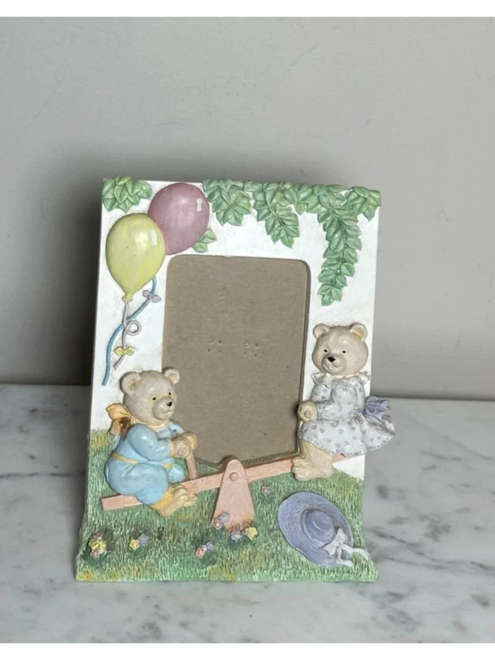 Vintage Teddy Bear Picture Frame 3x4 Photo | Resin Nursery Frame | Baby Picture
